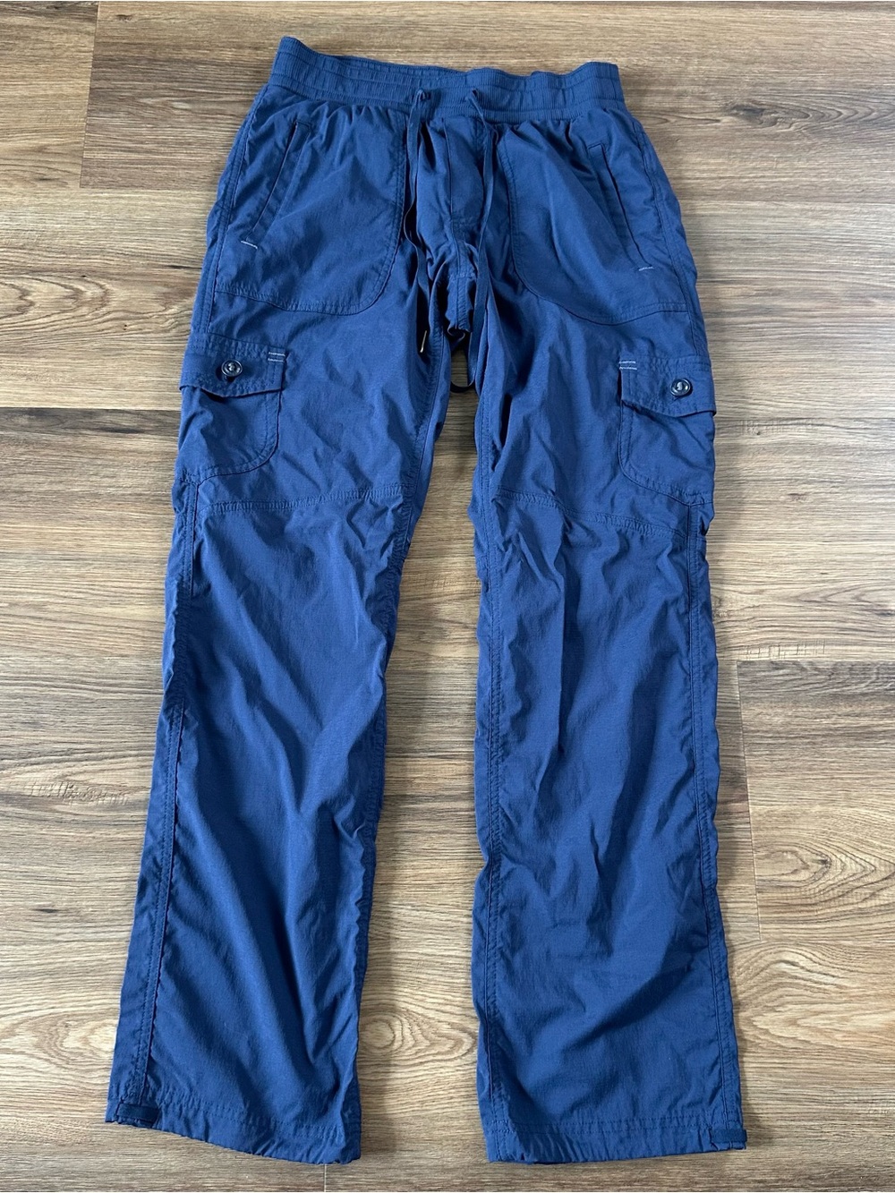 LL Bean Vista Camp Pants Women XS Navy Blue Straight Leg Cargo Hiking Utility